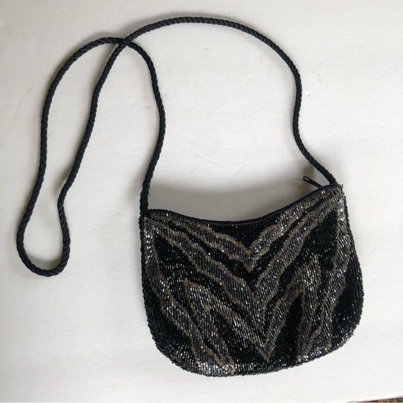 Zebra Print Beaded Mini Purse - Picture 1 of 4